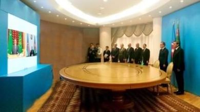 تصویر ترکمنستانینگ و آذربایجانینگ پریزیدنت لرینینگ دوشوشیغی