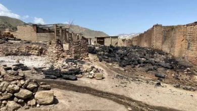 تصویر بازار ولسوالی اچین ننگرهار از سوی طالبان به آتش کشیده شد