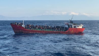 Photo of The ship docked with hundreds of Afghan refugees in a Greek port