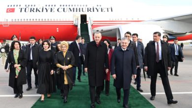 تصویر اردوغان به دعوت همتای ازبکستانی خود وارد تاشکنت شد