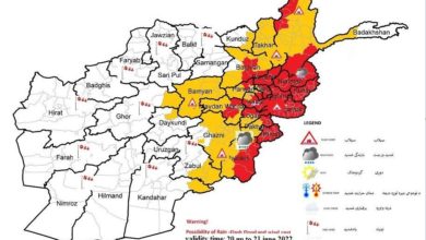 تصویر ریاست هواشناسی از وقوع تند باد و بارنده‌گی در ۲۵ ولایت هشدار داد