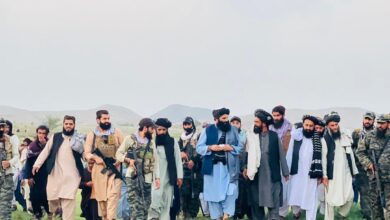 Photo of Sirajuddin Haqqani met the border forces during his trip to Khost