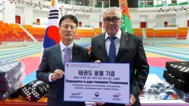 Güney Kore Aşkabat Büyükelçiliği Ulusal Tekvando Merkezi’ne özel ekipman sağladı fotoğrafı