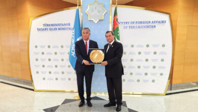 Photo of Rashid Meredov and Sultanbay Raev discussed the organization of joint events between Turkmenistan and TURKSOY