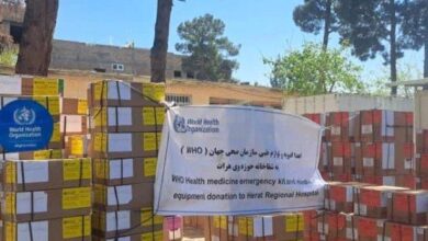 تصویر اهدا ادویه و لوازم طبی سازمان جهانی به شفاخانه حوزه وی هرات