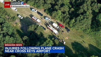 تصویر سقوط یک طیاره کوچک با ۱۴ سرنشین در نیوجرسی آمریکا 