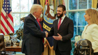 تصویر دیدار ترامپ با الجولانی در کاخ سفید: گامی به سوی عادی‌سازی روابط آمریکا و سوریه 