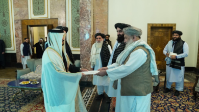 تصویر رئیس الوزراء امارت اسلامی، اعتبارنامه سفیر جدید قطر را پذیرفت