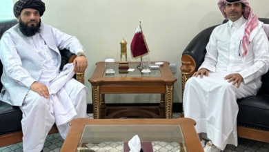 تصویر محمد سهیل شاهین با نماینده ویژه وزیر امور خارجه قطر دیدار کرد 