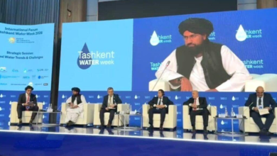 تصویر تأیید آخندزاده بر توزیع عادلانه آب و دیپلوماسی در نشست هفته آب در تاشکند