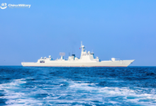 تصویر انتقال نیروی دریایی چین به خلیج عمان؛ حرکت به‌سوی تنگه هرمز