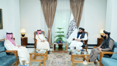 تصویر متقی و سفیر قطر درباره تقویت روابط دوجانبه و تعامل امارت اسلامی با جامعه جهانی گفتوگو کردند